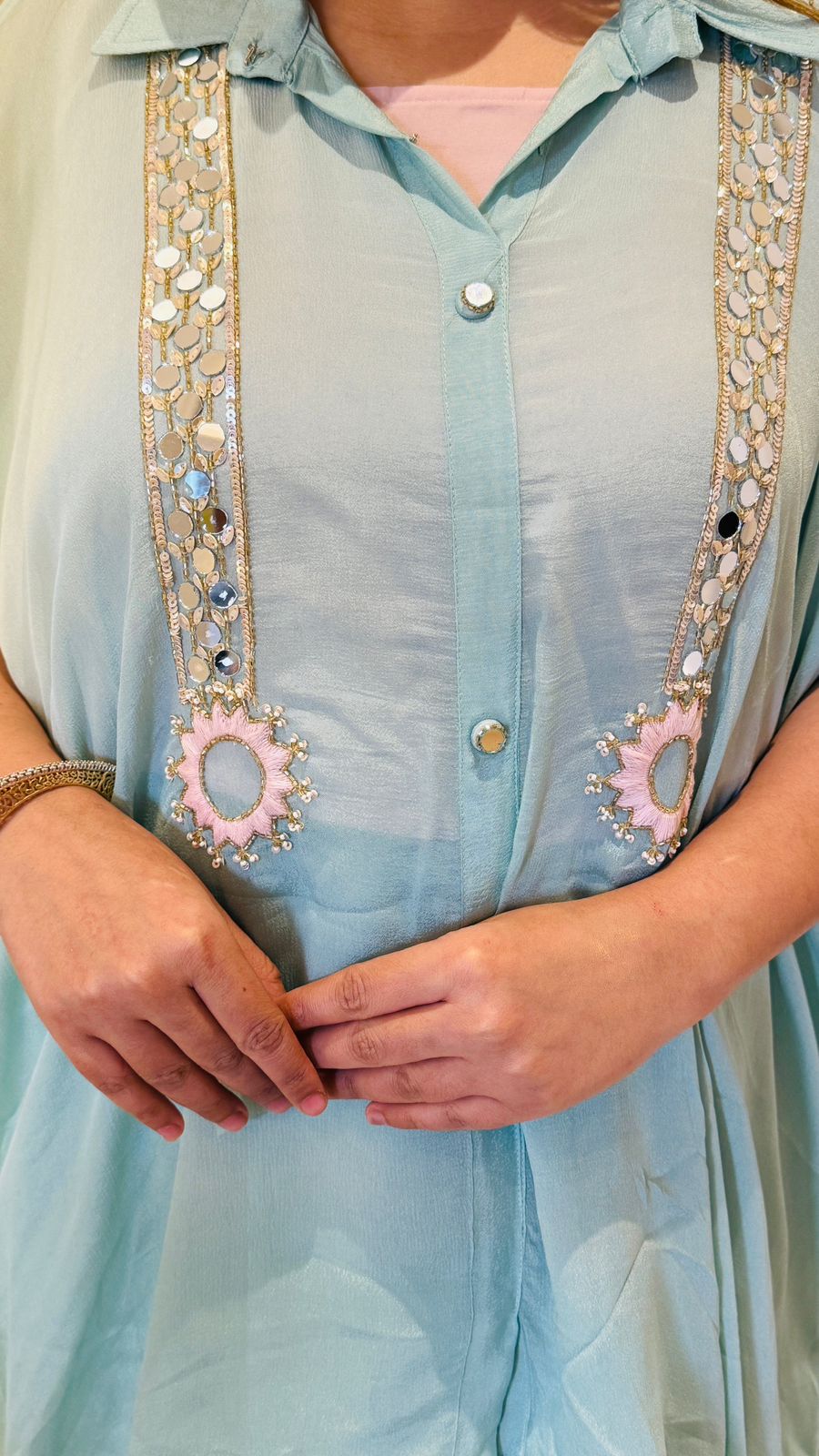 Arya Dhoti Set- Blue, Pink